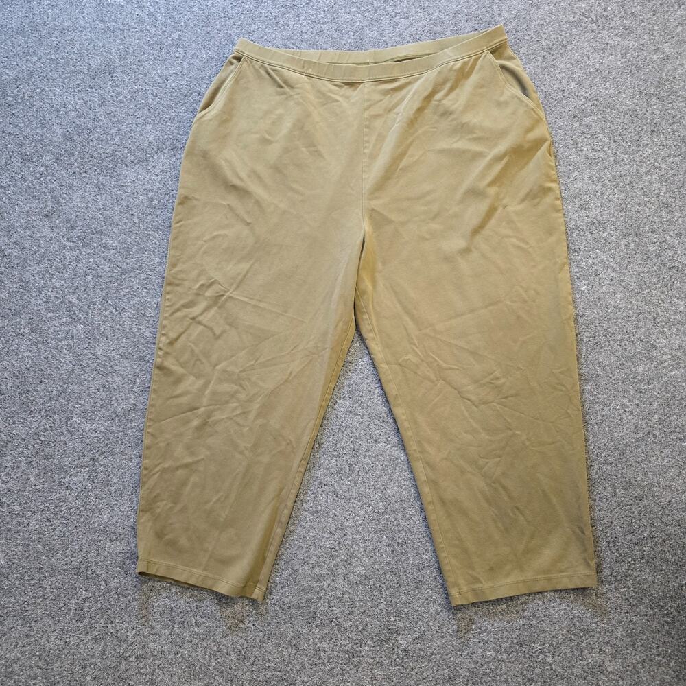 LL Bean Pants Womens Size 2X Green Perfect Knit Cropped Capsule Casual Basic